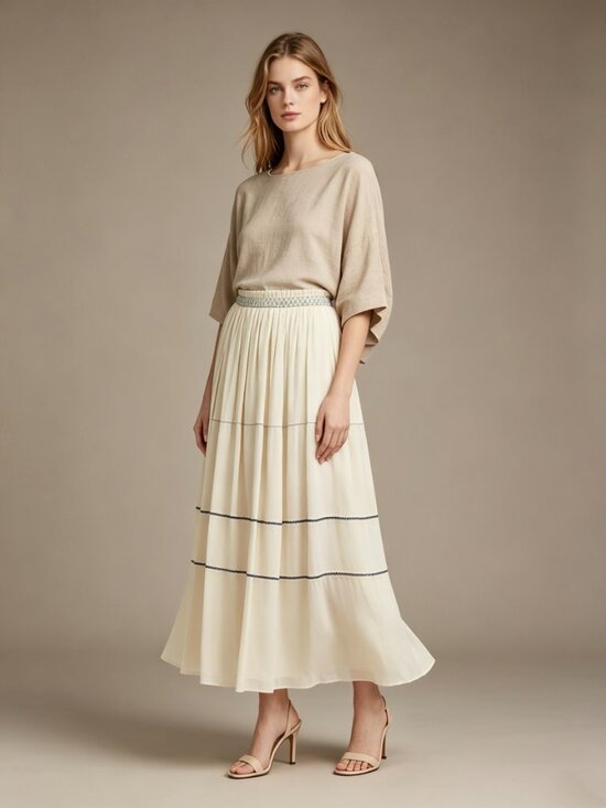 See By Chloé Dresses & Skirts - $595 NWOT See by Chloé Off-White Embroidered Maxi Skirt Size 38/L Pull-On